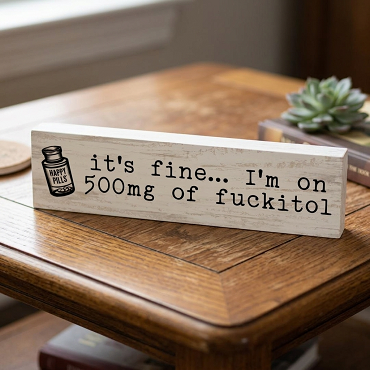 It’s Fine I’m on 500mg of Fuckitol Funny Sign Anxiety Gag Gift